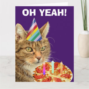TABBY CAT PIZZA FUNNY CUMPLEAÑOS GRAN TARJETA DE R