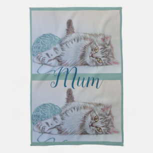 Tabby Gatos Cute Gato Cocina Mamá Toalla de té