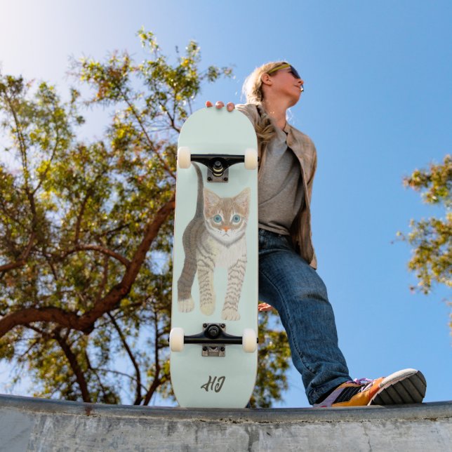 Tabby Kitten With Text Skateboard (Exterior 1)