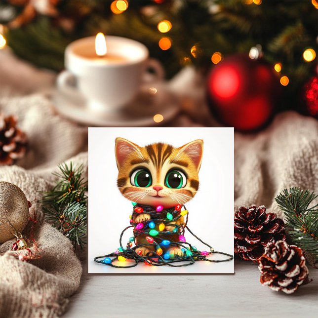 Tabby Kitty envuelto en la tarjeta de vacaciones d (Subido por el creador)