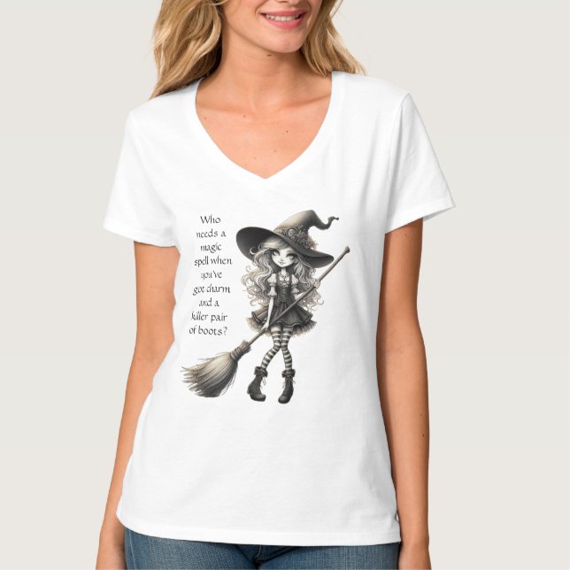 Tabitha y sus boots - Camiseta de bruja (Anverso)