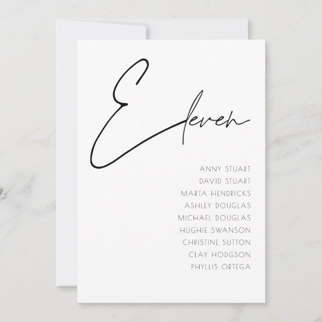 Tabla 11 Plantilla de número de tabla de Bodas mod (Anverso)