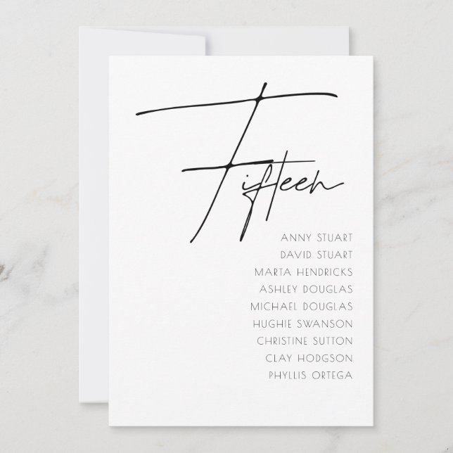 Tabla 15 Plantilla de número de tabla de Bodas mod (Anverso)