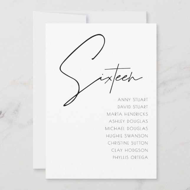 Tabla 16 Plantilla de número de tabla de Bodas mod (Anverso)