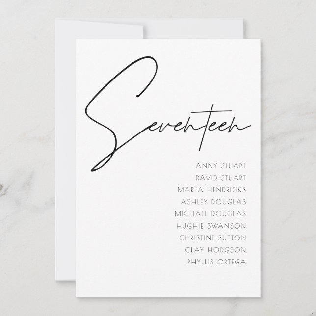 Tabla 17 Plantilla de número de tabla de Bodas mod (Anverso)