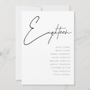 Tabla 18 Plantilla de número de tabla de Bodas mod