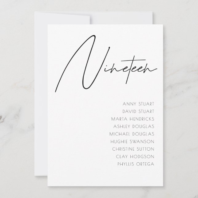 Tabla 19 Plantilla de número de tabla de Bodas mod (Anverso)