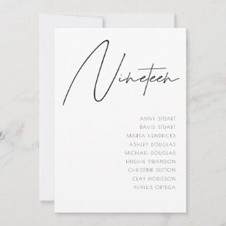 Tabla 19 Plantilla de número de tabla de Bodas mod