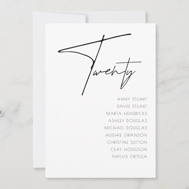 Tabla 20 Plantilla de número de tabla de Bodas mod (Anverso)