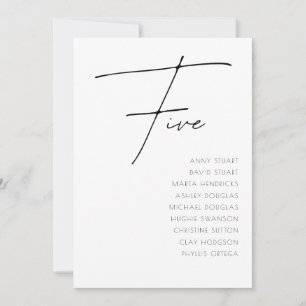 Tabla 5 Plantilla de número de tabla de Bodas mode