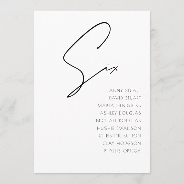 Tabla 6 Plantilla de número de tabla de Bodas mode (Anverso)