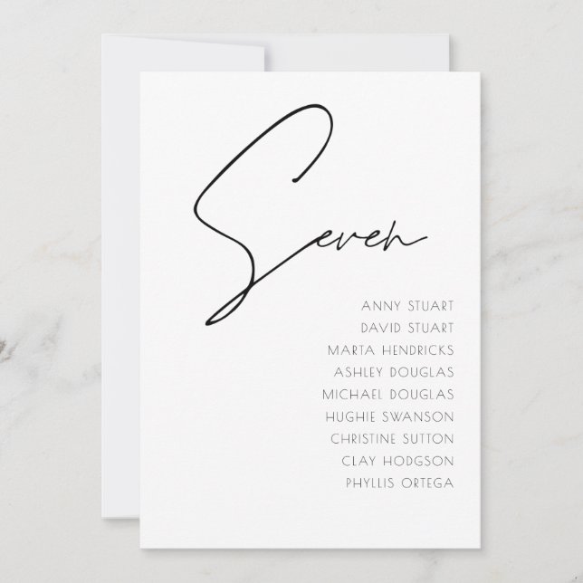 Tabla 7 Plantilla de número de tabla de Bodas mode (Anverso)