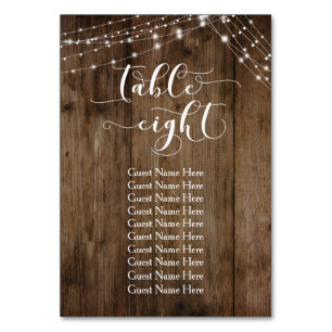 Tabla 8 de Madera y Luces con Tarjeta de Nombres d