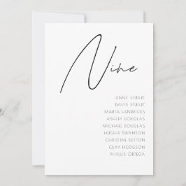 Tabla 9 Plantilla de número de tabla de Bodas mode