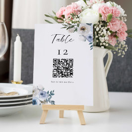 Tabla Boda azul turbio Menú Boda de código QR