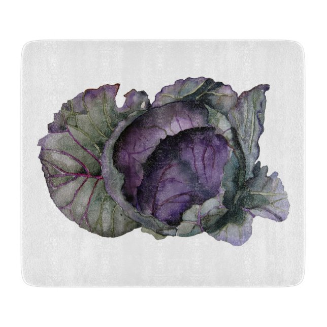 Tabla cortar con acuarela de lombarda (Anverso)