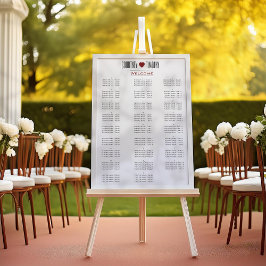 Tabla de asientos de Boda cardíaco minimalista