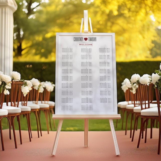 Tabla de asientos de Boda cardíaco minimalista (Subido por el creador)