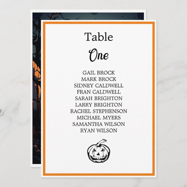 Tabla de asientos de Boda de temas de Halloween (Anverso / Reverso)