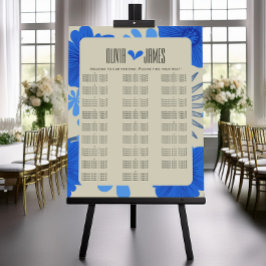 Tabla de asientos de Boda floral azul romántico