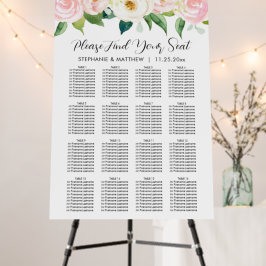 Tabla de asientos de Bodas botánicos de rosas rosa