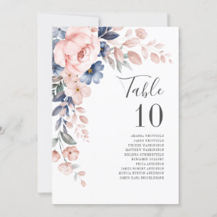 Tabla de asientos de Bodas florales rosas