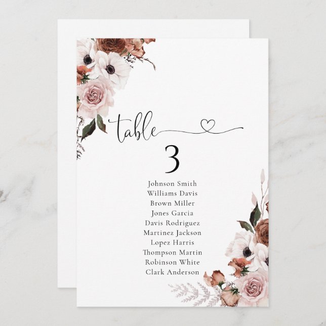 Tabla de asientos de la mesa de flores de seda (Anverso / Reverso)