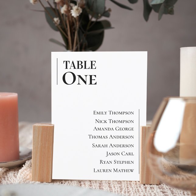 Tabla de asientos de la mesa del Boda blanco negro (Classic Black White Wedding Table Seating Chart)