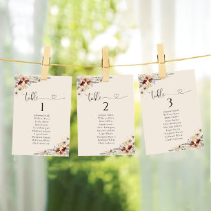 Tabla de asientos de la mesa del Boda Boho Tiny Wi