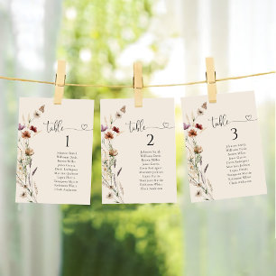 Tabla de asientos de la mesa del Boda Boho Tiny Wi