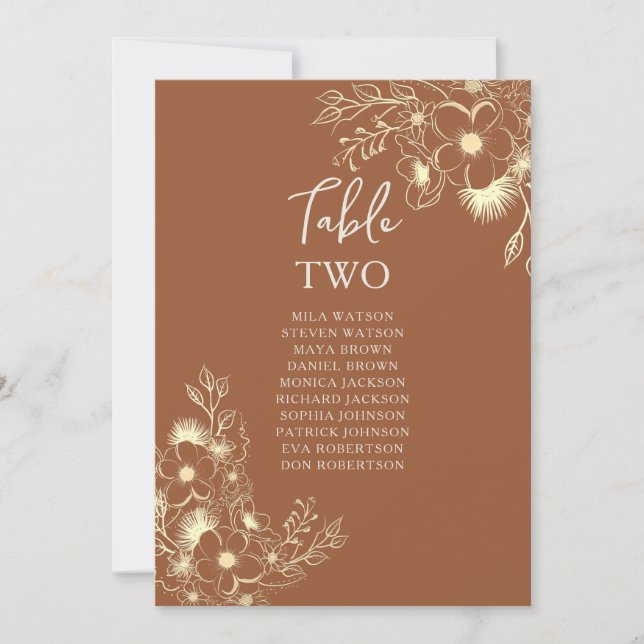 Tabla de asientos de mesa de Boda de Terracotta (Anverso)