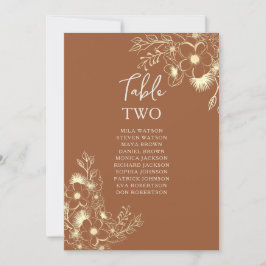 Tabla de asientos de mesa de Boda de Terracotta