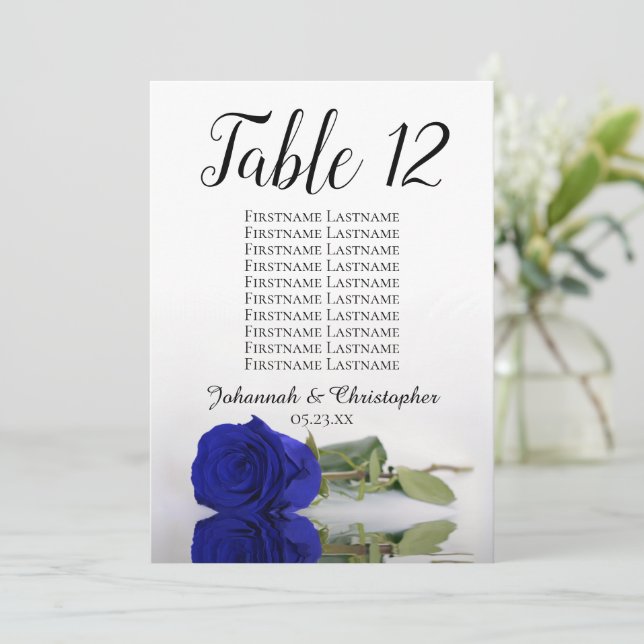Tabla de asientos de mesa de Rosa azul real grande (Anverso de pie)