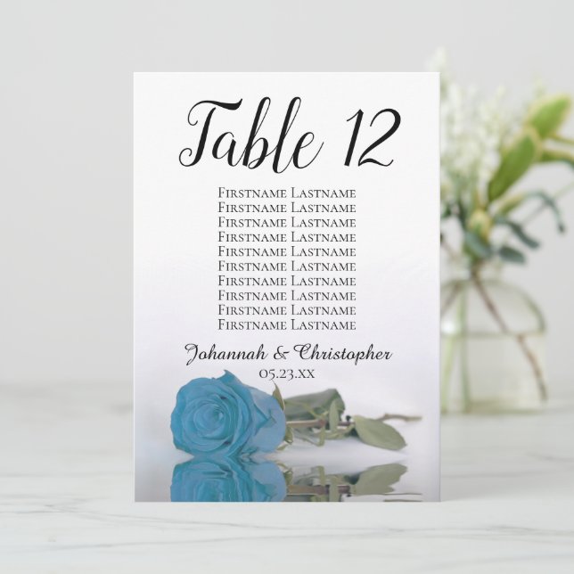 Tabla de asientos de mesa de Rosa azul turquesa gr (Anverso de pie)