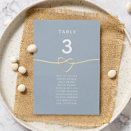 Tabla de asientos del Boda azul turbio con corazón