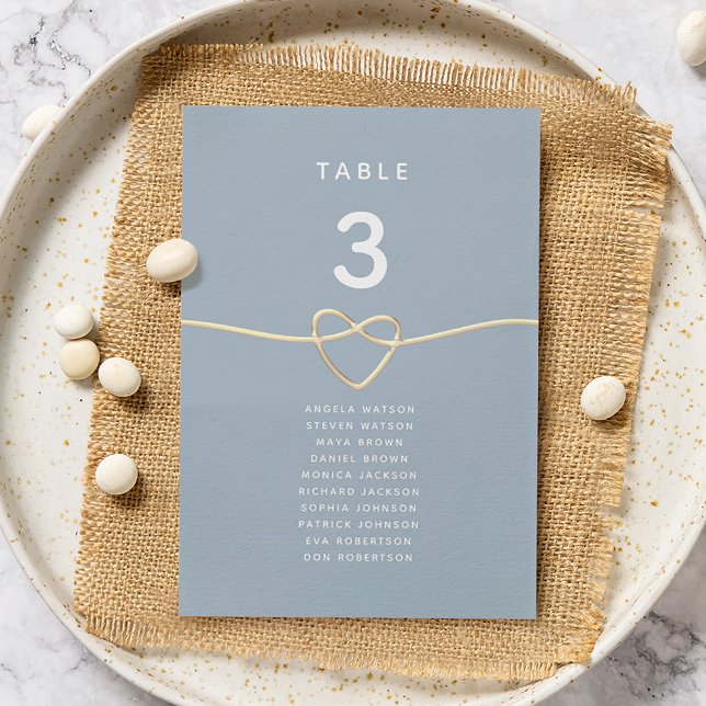 Tabla de asientos del Boda azul turbio con corazón (Subido por el creador)