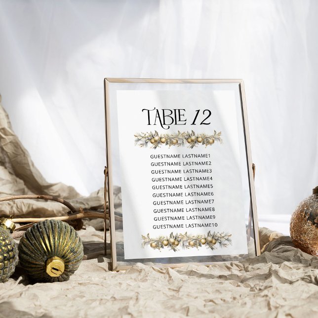 Tabla de asientos del número de tabla del Boda de  (Table Number Seating Chart from the Holly Bells Wedding Collection by Darling and May)
