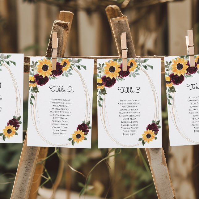 Tabla de asientos número de Rosas de girasol rústi (Subido por el creador)