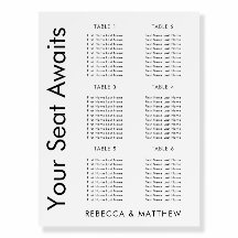 Tabla de asientos simple Boda 6 Tablas