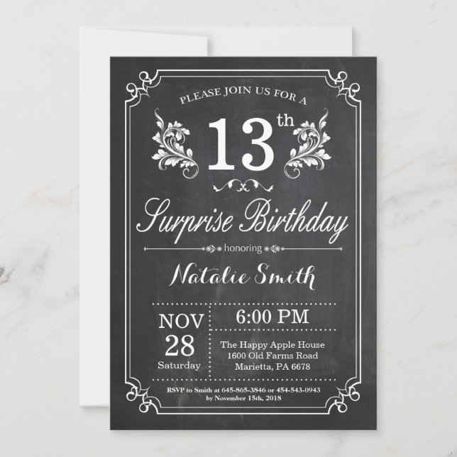 Tabla de cartón para invitaciones de cumpleaños nú (Anverso)