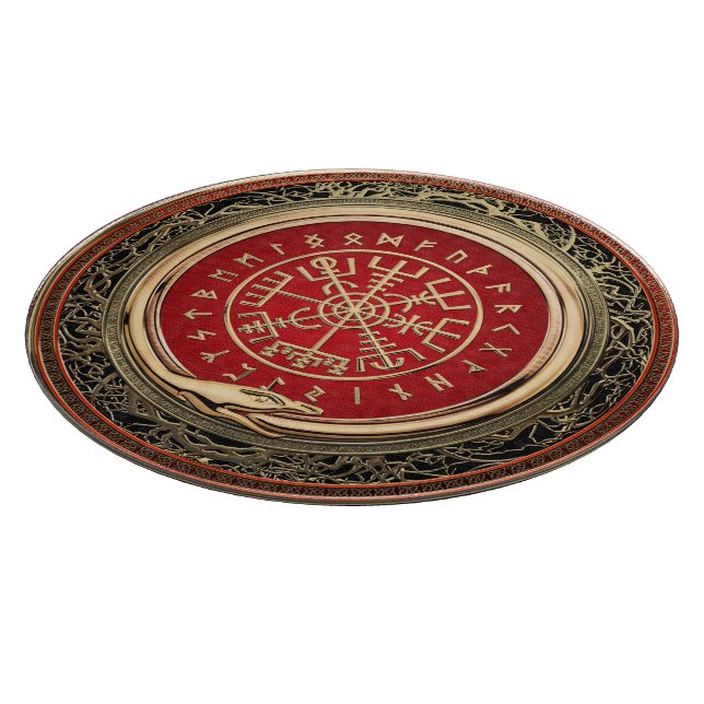 Tabla De Cortar [110] Vegvisir - Viking Gold Magic Runic Compass (Borde)