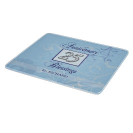 Tabla De Cortar 25º Aniversario en Azul y Plata