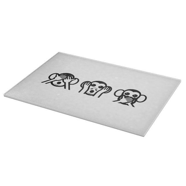 Tabla De Cortar 3 Emoji de monos sabios (Borde)