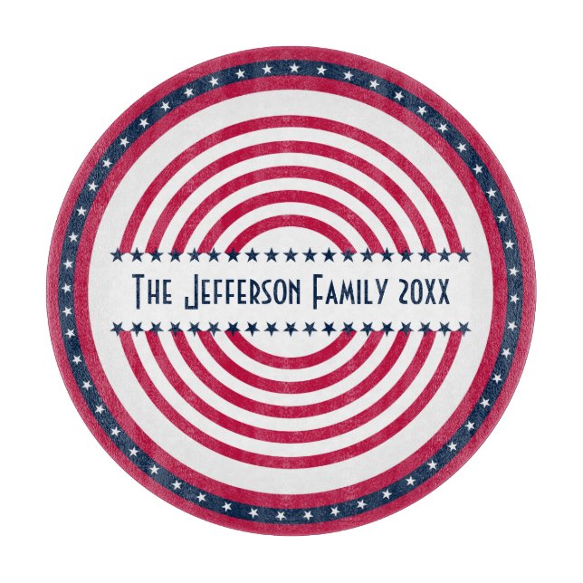 Tabla De Cortar 4 de julio Azul Blanco Rojo (Anverso)