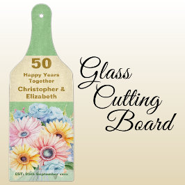 Tabla De Cortar 50.º aniversario del oro verde floral