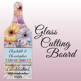 Tabla De Cortar 60.º aniversario de diamantes azul floral