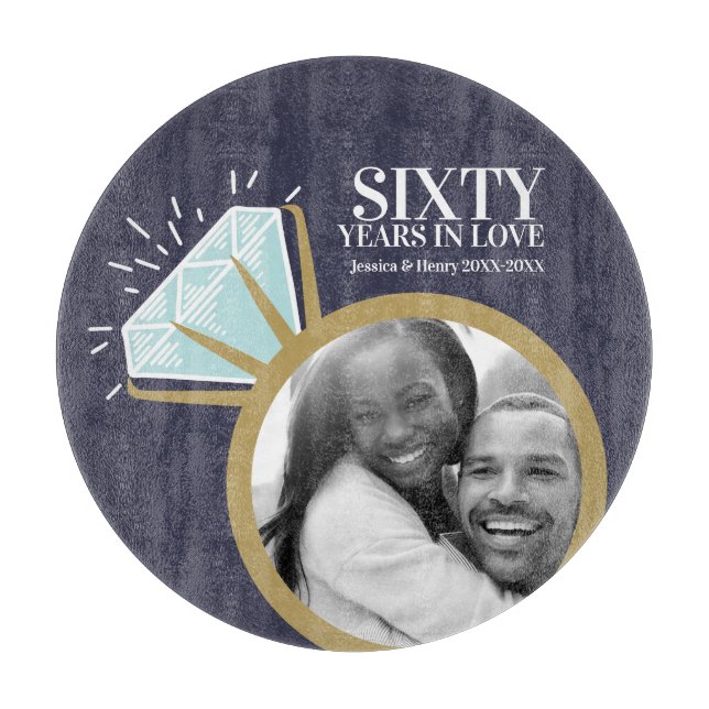 Tabla De Cortar 60.º aniversario del boda anillo de diamantes oro  (Anverso)