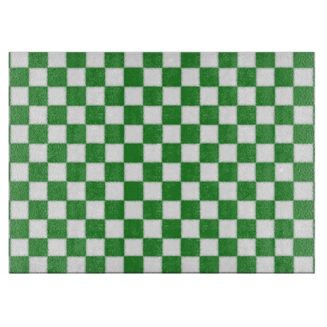 Tabla De Cortar A cuadros blanco y verde (Anverso)