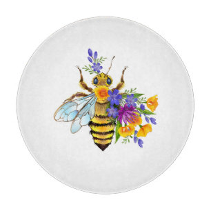 Tabla De Cortar Abeja de flor con plantas silvestres