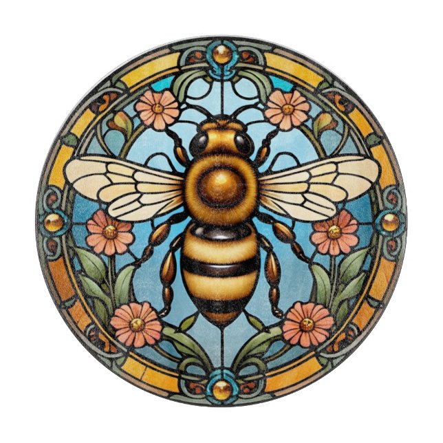 Tabla De Cortar Abeja de vidrio emplomado preciosa (Anverso)
